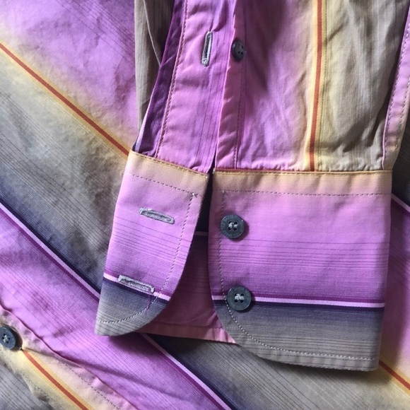 Ted Baker London Multicolored Striped Button Down Mens Long Sleeve Shirt Size M - Picture 15 of 16